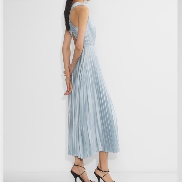 Aritzia Rio Satin Light Blue Pleated Dress - Picture 2 of 4